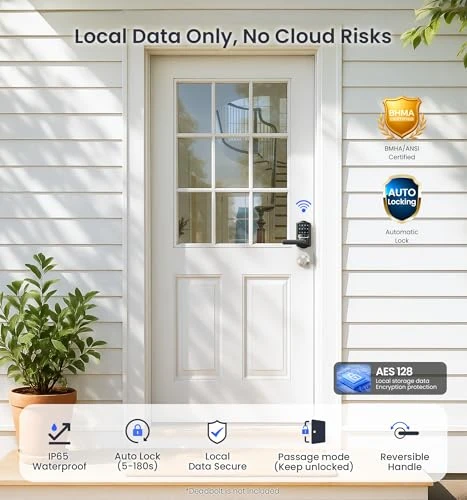 WiFi Smart Lever Lock with Fingerprint Keyless Entry — Levers, Veise
