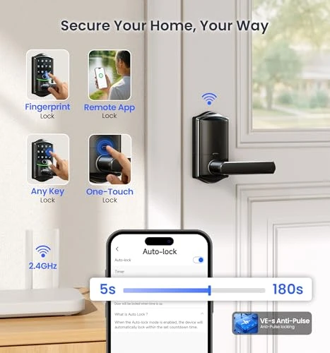 WiFi Smart Lever Lock with Fingerprint Keyless Entry — Levers, Veise