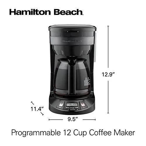 12 Cup Programmable Drip Coffee Maker with 3 Brew Options, Glass Carafe, Auto Pause and Pour — Coffee Makers, Hamilton Beach