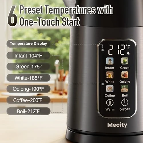 Electric Kettle with Touch Screen Temperature Control — Kettles & Tea Machines, Mecity