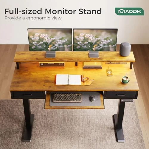 Electric Standing Desk with Drawers and Keyboard Tray — Office, AODK