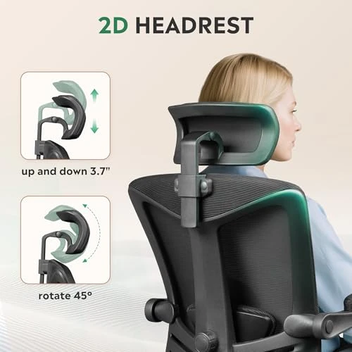 Ergonomic Mesh Office Desk Chair with Footrest — Desk Chairs, DEVAISE