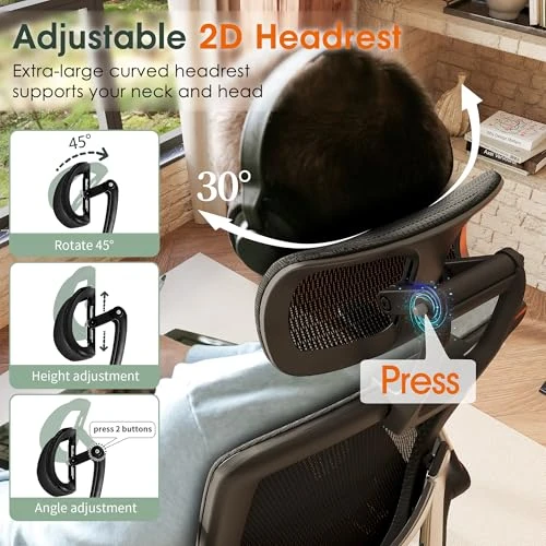 Ergonomic Office Chair with Headrest, Flip-Up Arms, and Wide Cushion — Desk Chairs, GABRYLLY