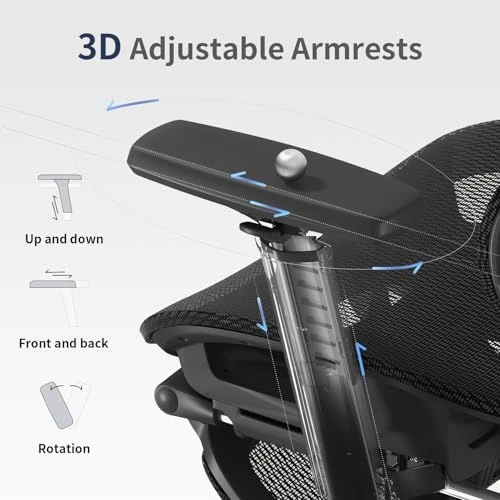 Ergonomic Office Chair with Mesh Seat Cushion, Adjustable Armrests and Headrest — Desk Chairs, marrap