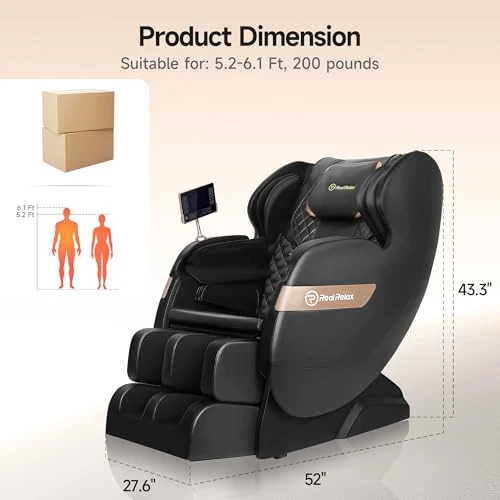 Full Body Massage Chair with Dual-core S Track, Shiatsu Massage, Zero Gravity, APP and LCD Control, Heating, Bluetooth — Back Relief Solutions, Real Relax