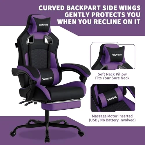 Gaming Chair with Massage and Footrest — Gaming Chairs, WOTSTA