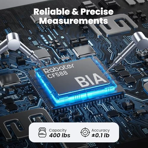 Smart Scale with BMI, Body Fat, Muscle Mass, Digital Scale for Body Weight, 25 Composition Metrics, Large Color Display,... — Body Composition Analysis, Rabater