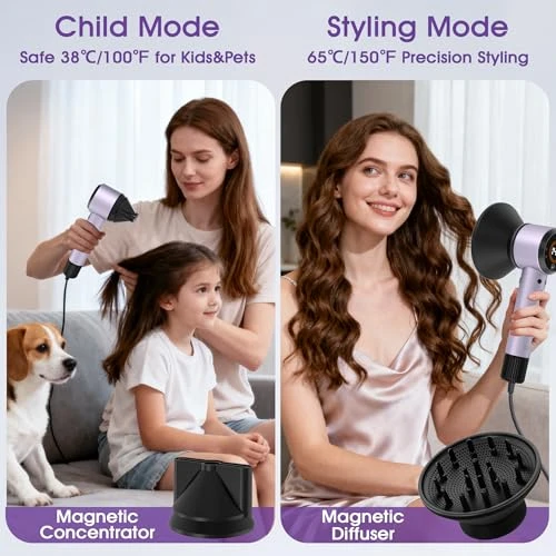 Hair Dryer with Auto-Adjusting Sensor, Magnetic Diffuser, and Plasma Technology — Dryers & Accessories, Casavok