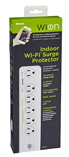 Indoor Wi-Fi Smart Surge Protector with 6 Grounded Outlets — Power Solutions & Surge Protection, Woods