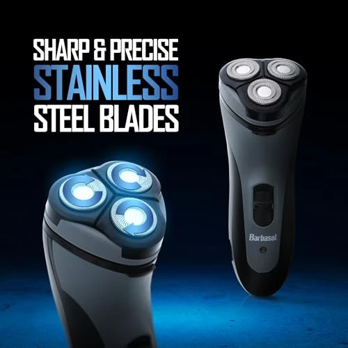 Rechargeable Electric Rotary Shaver with Stainless Steel Blades and Pop-Up Trimmer — Rotary, Barbasol