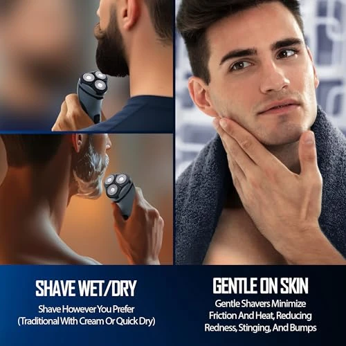 Rechargeable Electric Rotary Shaver with Stainless Steel Blades and Pop-Up Trimmer — Rotary, Barbasol