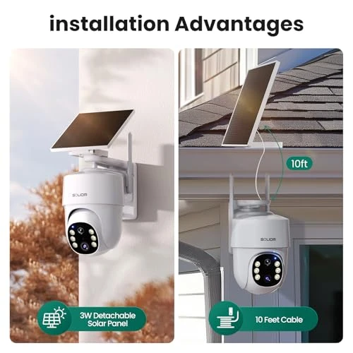 Security Cameras Wireless Outdoor, No Subscription, Solar Powered with 360° Auto Tracking — Outdoor Security Cameras, SOLIOM