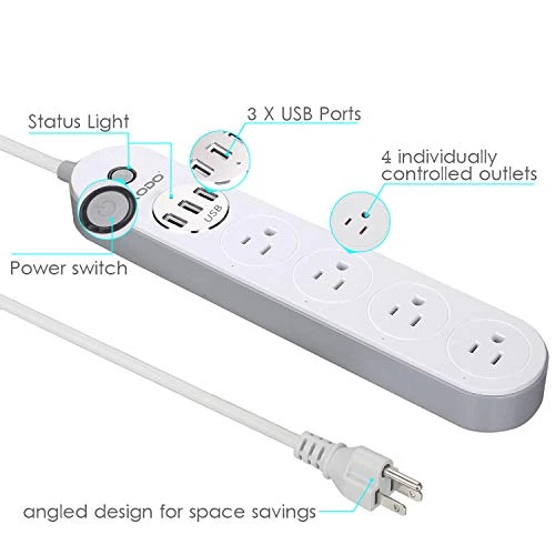 Smart Power Strip with WiFi, Surge Protection, 4 Outlets, 3 USB Ports — Power Solutions & Surge Protection, Contixo
