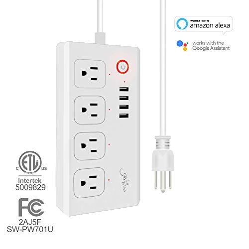 WiFi Smart Power Strip Surge Protector Extension Cord with 4 AC Outlets and 4 USB Ports — Power Solutions & Surge Protection, Jinvoo