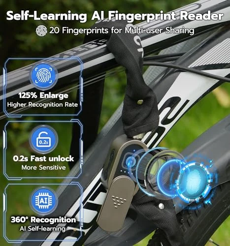 Fingerprint Bike Chain Lock — Chain, Anweller
