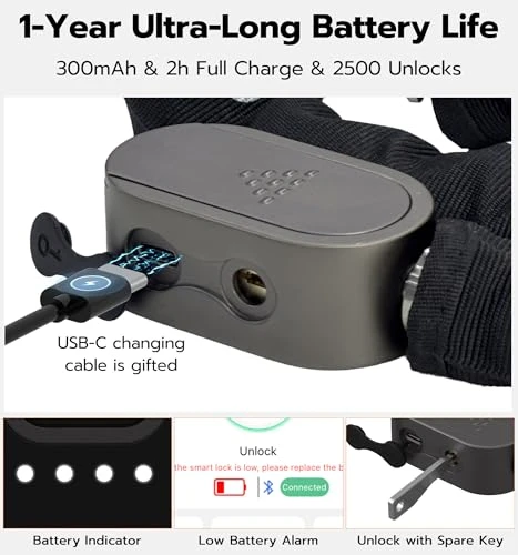 Fingerprint Bike Chain Lock — Chain, Anweller