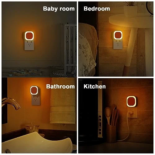 Plug-in Amber Night Light, Auto Dusk to Dawn, Soft Glow, Dimmable, Diffused Light — Night Lights, YUNLEX