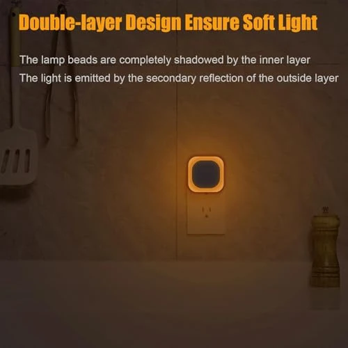 Plug-in Amber Night Light, Auto Dusk to Dawn, Soft Glow, Dimmable, Diffused Light — Night Lights, YUNLEX