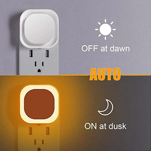 Plug-in Amber Night Light, Auto Dusk to Dawn, Soft Glow, Dimmable, Diffused Light — Night Lights, YUNLEX
