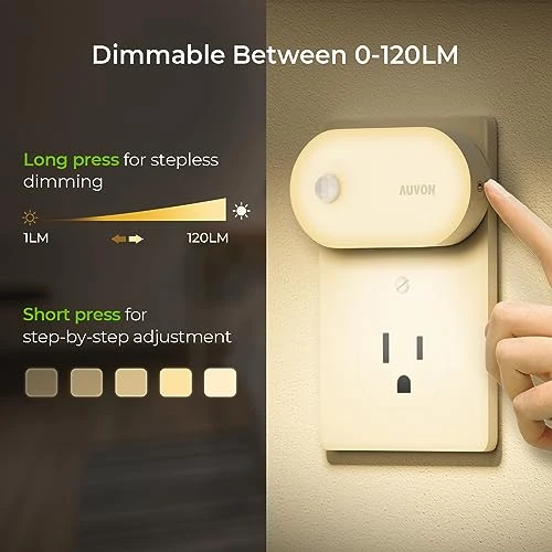 Plug-in Night Light with Motion Sensor and Dimmable Smart LED — Night Lights, AUVON