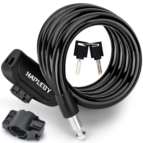 Premium Bike Lock with Keys and Mounting Bracket — Cable, Hapleby