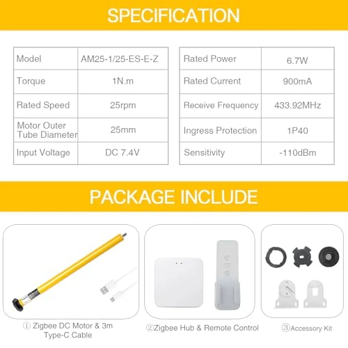 Smart Blinds Motor with Free Hub and 6-Month Battery — Blower, Teefinstia