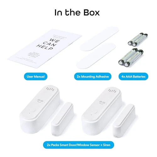 Smart Door and Window Sensor Alarm 2 Pack — Smart Home Security, Geeni