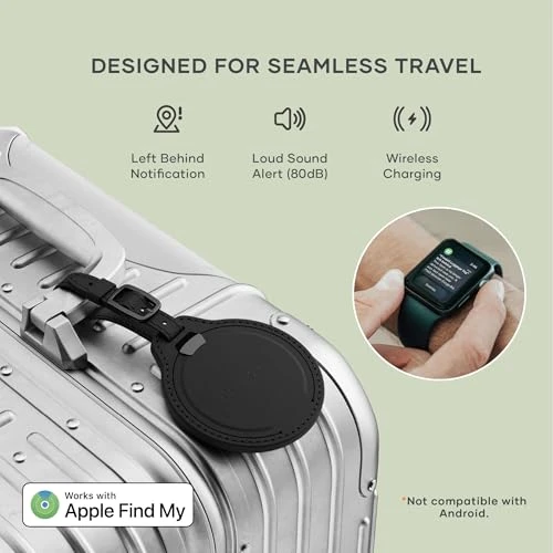 Smart Luggage Tag with Find My, TSA-Friendly, Airport Tracking, Left-Behind Alerts, Loud Audible Chime, Wireless... — Item Locators, Satechi