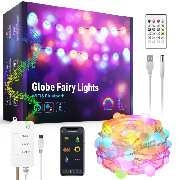 10M RGB LED Fairy Ball Globes DIY Smart App Bluetooth Controlled Addressable String Lights — LED Strips, Your Customized Mall