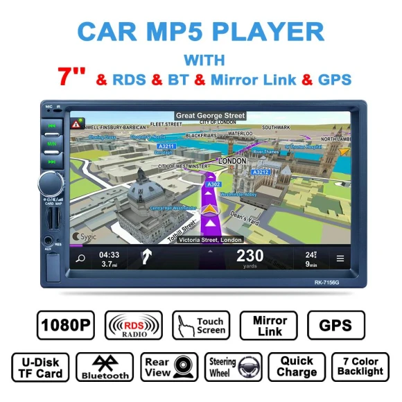 7-Inch Touch Screen Car Multimedia Player — Car Installation Essentials, STC