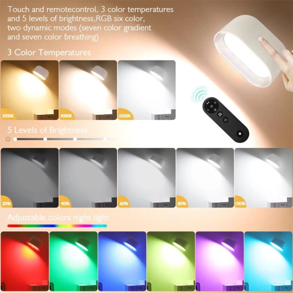 360° Rotating Touch Wall Light with Remote Control and Color Changing — Book Lights, VantaGoods