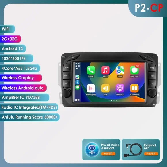 7-inch AI Wireless CarPlay Android Car Stereo — In-Dash, OSSURET