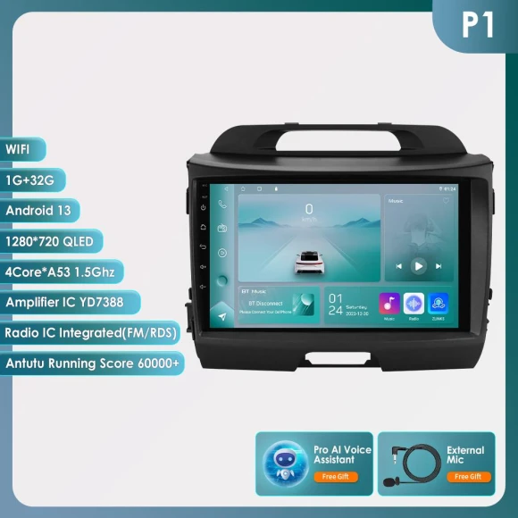 Android Car Radio with Voice Control and GPS — In-Dash, OSSURET