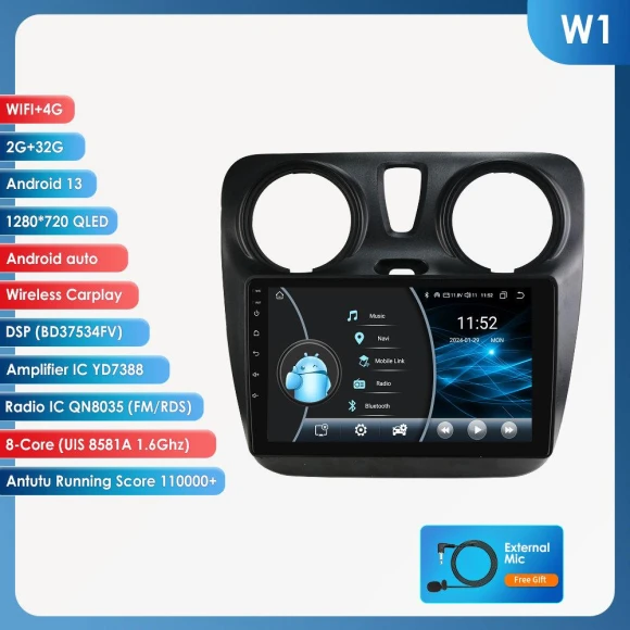 Android Car Stereo with AI Voice Control — In-Dash, Hizpo