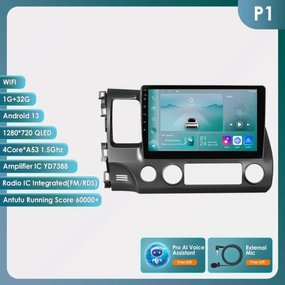 Car Stereo with Android 13, GPS Navigation, and CarPlay — In-Dash, Hizpo