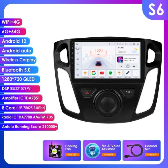 Double Din Android Car Radio with GPS Navigation — In-Dash, OSSURET