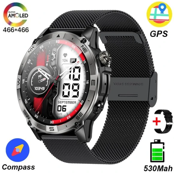 GPS Sports Smartwatch with AMOLED Display — Smartwatches, SACOSDING