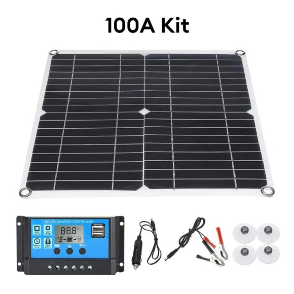 Solar Panel Kit with Charge Controller and Battery Cables — Power Inverters, Homedepot