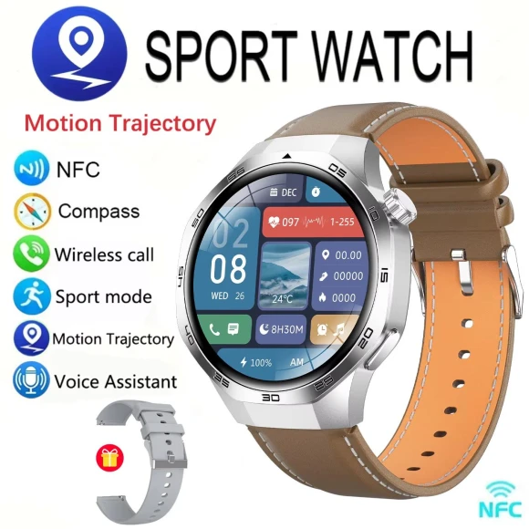Sport Smart Watch with GPS, Compass, Altimeter, Waterproof, Bluetooth Call, NFC, Silicone and Leather Strap — Smartwatches, Huawei