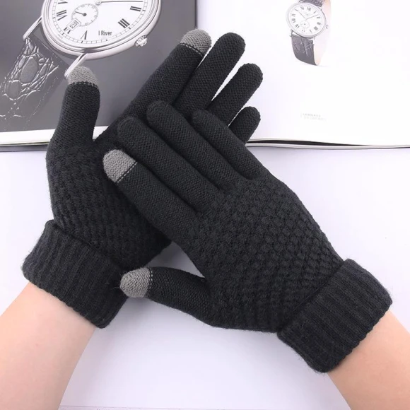 Warm Knitted Unisex Gloves with Touchscreen and Separate Fingers for Fall and Winter — Gloves, Warm Land