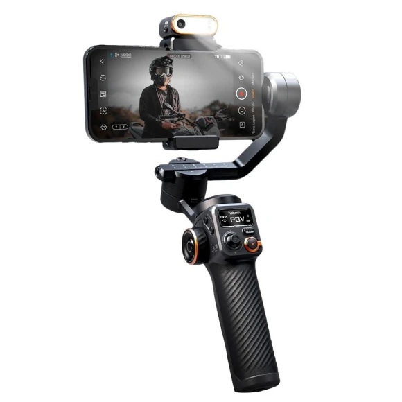3-Axis Smartphone Stabilizer with Fill Light and AI Module — Steady Shots, Hohem
