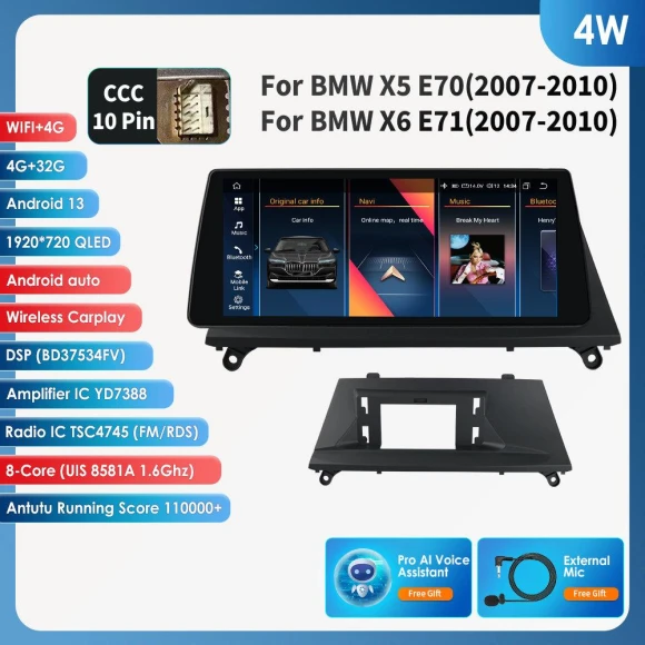 4G LTE Octa Core 10.25-inch Car Radio with DSP, CarPlay, and Android Auto — In-Dash, Hizpo