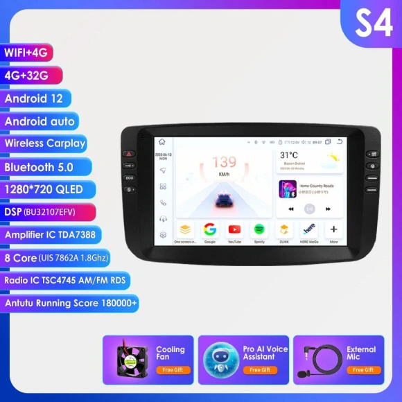 9-inch Carplay 4G 2 Din Android 13 Car Radio — In-Dash, Hizpo