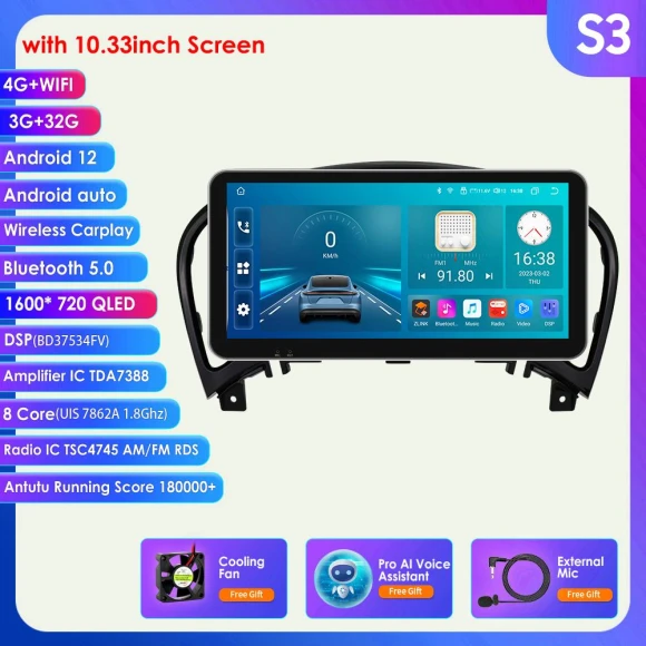 AI Voice 2 Din Android Car Stereo with CarPlay and GPS — In-Dash, Hizpo