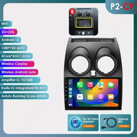 AI Voice Car Radio with Android Auto and CarPlay — In-Dash, Hizpo