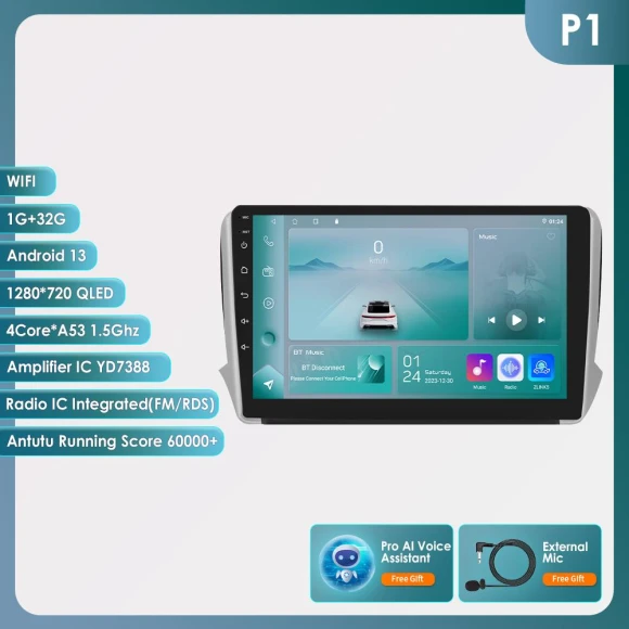 Car Multimedia Player with Android 13, CarPlay, and GPS Navigation — In-Dash, Hizpo