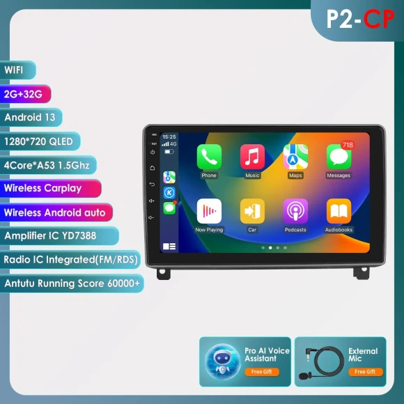 Car Multimedia System with Android and Wireless CarPlay — In-Dash, Hizpo