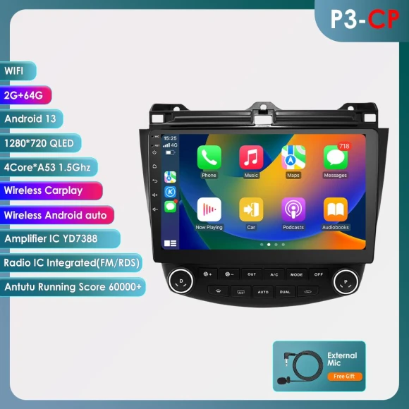 Car Radio with CarPlay, AI Voice, Android, GPS Navigation — In-Dash, OSSURET