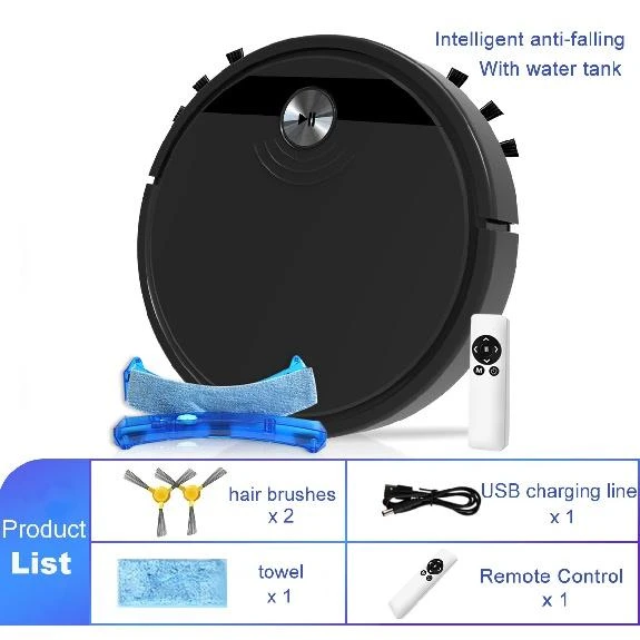 Robot Vacuum Cleaner 3-in-1 with Remote Control — Smart Cleaning Robots, Factory Discount Outlet