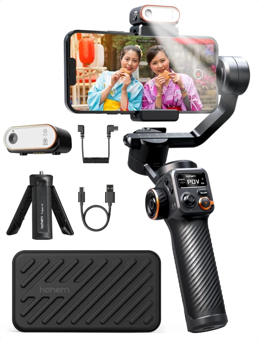 Smartphone Gimbal Kit with AI Auto 360 RGB Magnetic Tracker — Steady Shots, Hohem
